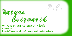 matyas csizmarik business card